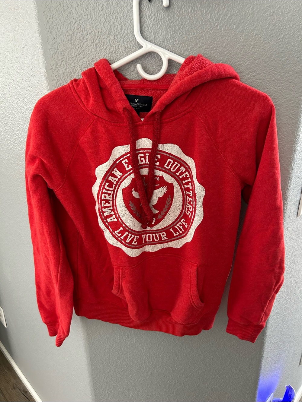 American Eagle Outfitters Red Graphic Logo Hoodie
